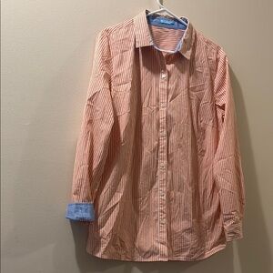 J. McLaughlin Striped Button-Up Shirt with Blue Accents women’s XL- cotton blend